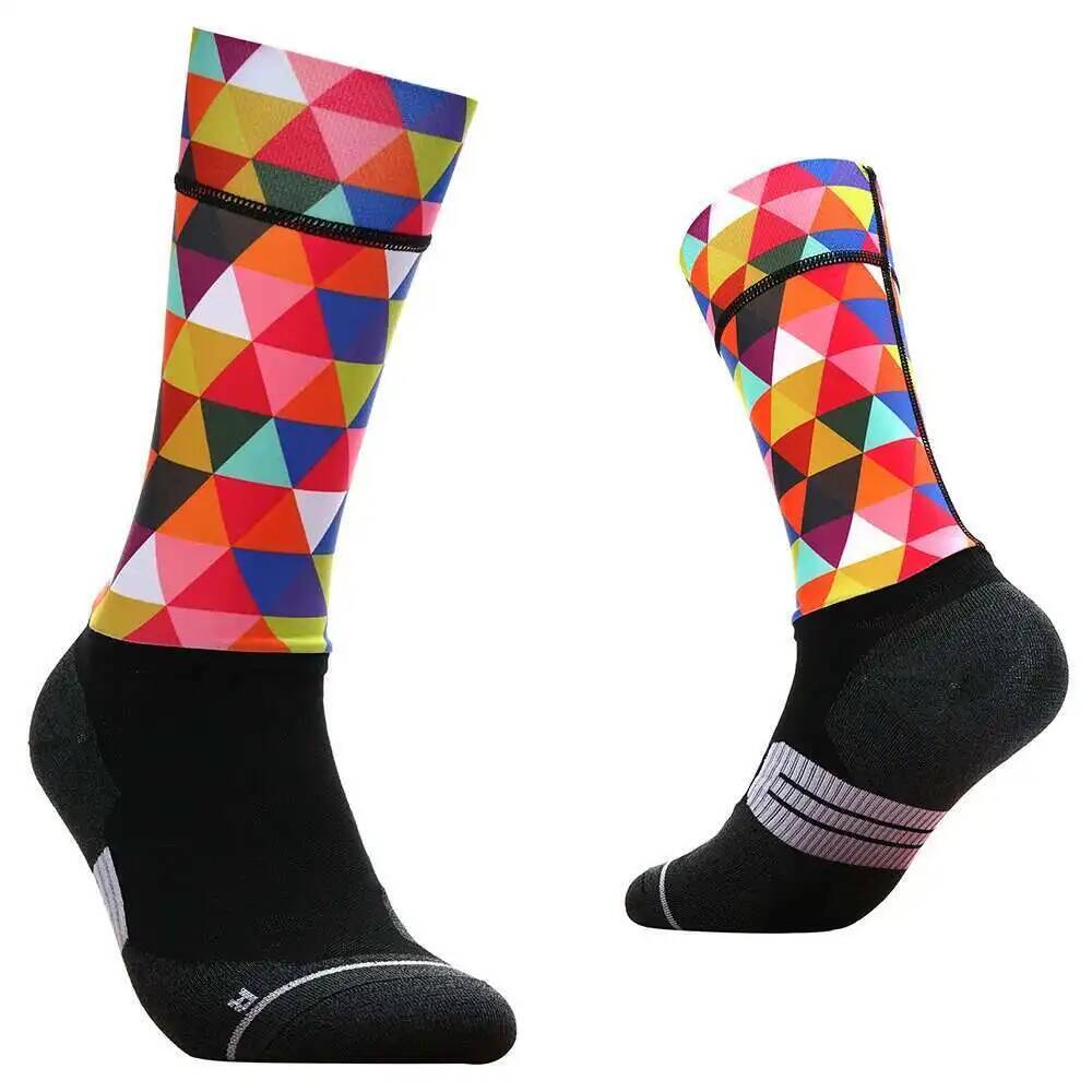 Sock Garter Men - Vibrant Geometric Cycling Socks - Breathable