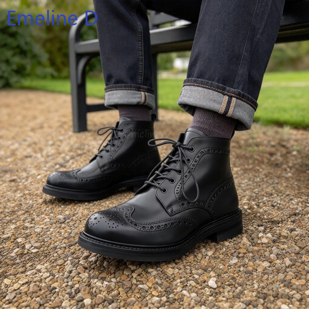Men Brogue Ankle Boots Genuine - Formal Men Daily Wear Footwear recension och pris