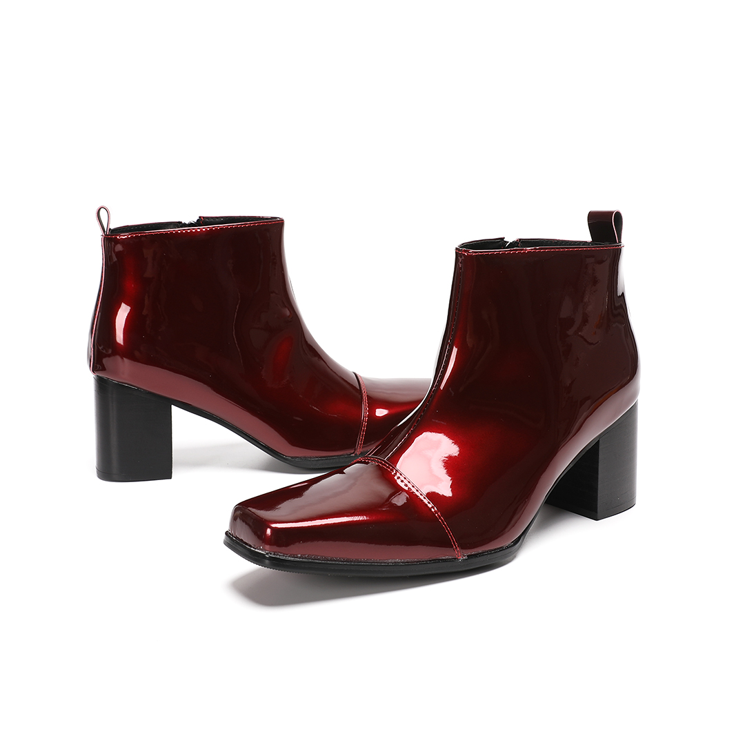 Male Red Genuine Leather High  - Men Formal Wear With Boots recension och pris